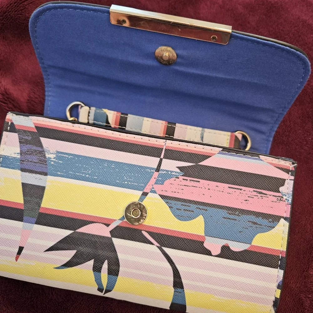 Multicolor Clutch With Gold Long Strap 'Call IT Spring'